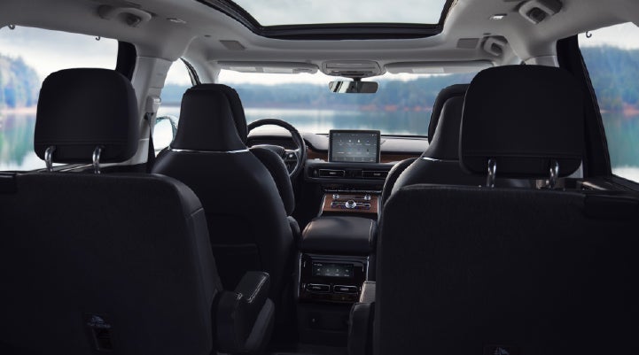 The interior of a 2024 Lincoln Aviator® SUV from behind the second row | Ed Morse Lincoln in Muscatine IA