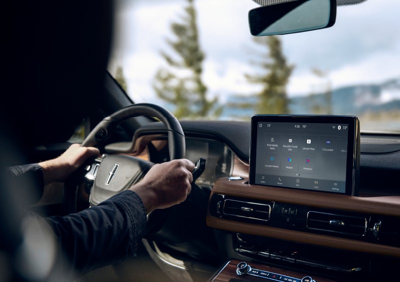 The center touch screen in a 2024 Lincoln Aviator® SUV is shown | Ed Morse Lincoln in Muscatine IA
