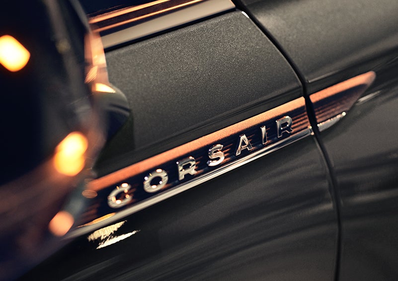 The stylish chrome badge reading “CORSAIR” is shown on the exterior of the vehicle. | Ed Morse Lincoln in Muscatine IA