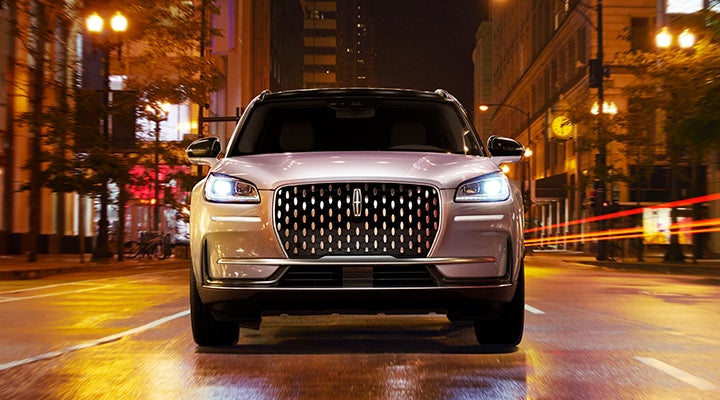 The striking grille of a 2024 Lincoln Corsair® SUV is shown. | Ed Morse Lincoln in Muscatine IA